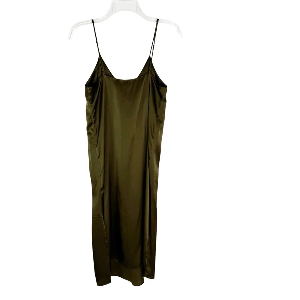 NWT Anine Bing Silk Gemma Slip Dress Olive Green Size XS - Image 8