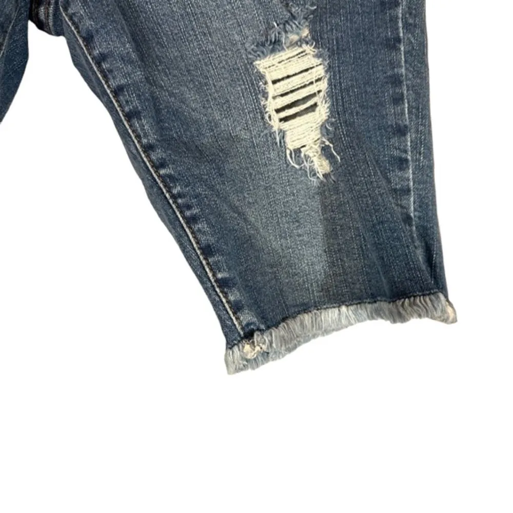 Kut From The Kloth Blue Distressed Sophia Bermuda Denim Jean Shorts Women Sz 4 - Image 4