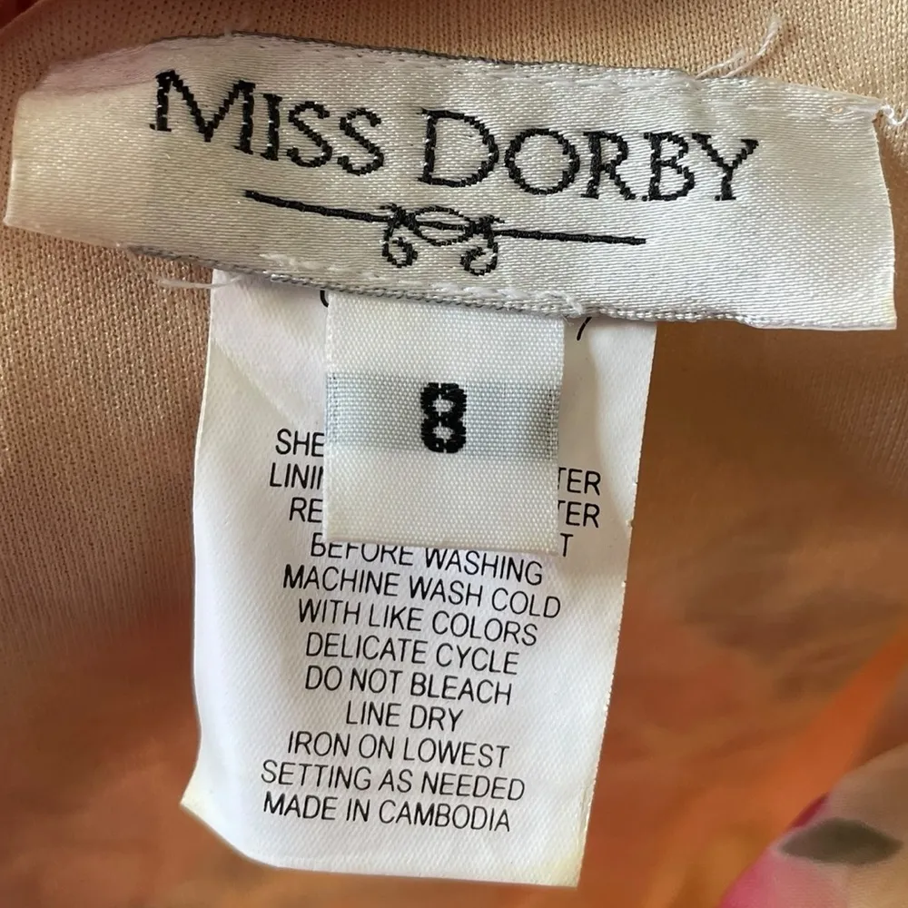 Miss Dorby Vintage 90s Yellow Romantic Ethereal Rose Floral Layered Crepe Dress Size 8 - Image 5