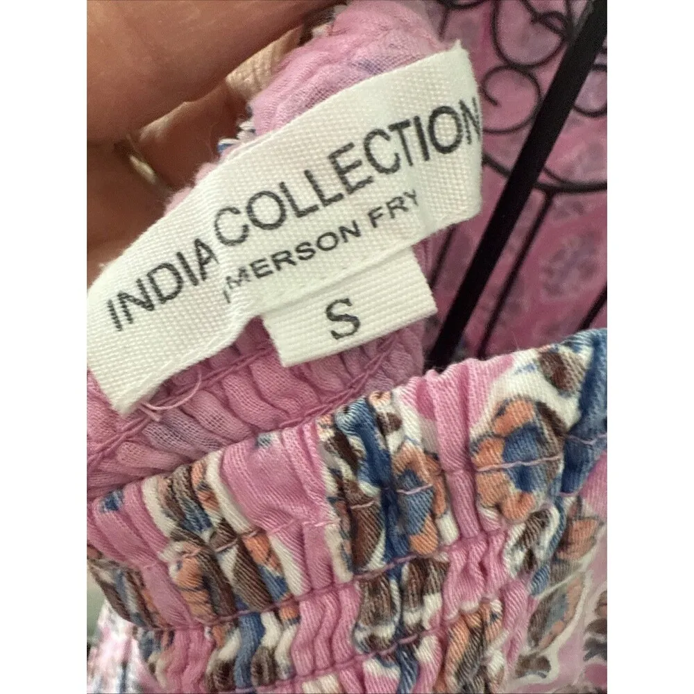 Emerson Fry India Collection Sara Tier Dress Day Flowers Aurora Pink Size Medium - Image 7