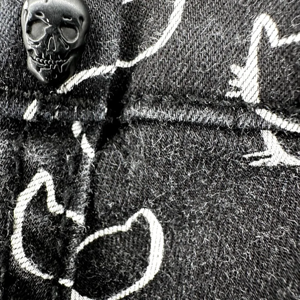 BlackHeart Cat Print Super Skinny Jeans Mid Ankle Cotton Black White 9 32x31 - Image 4