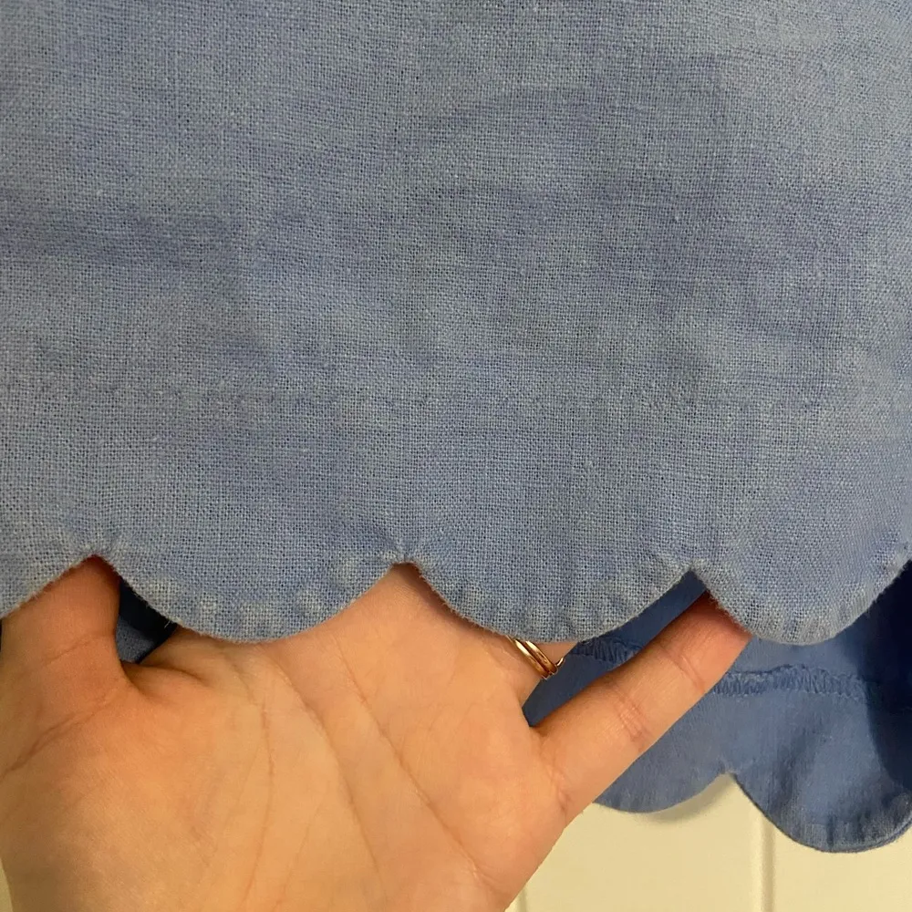 J Crew women’s pale blue scalloped linen blend short shorts lightweight casual 6 - Image 6