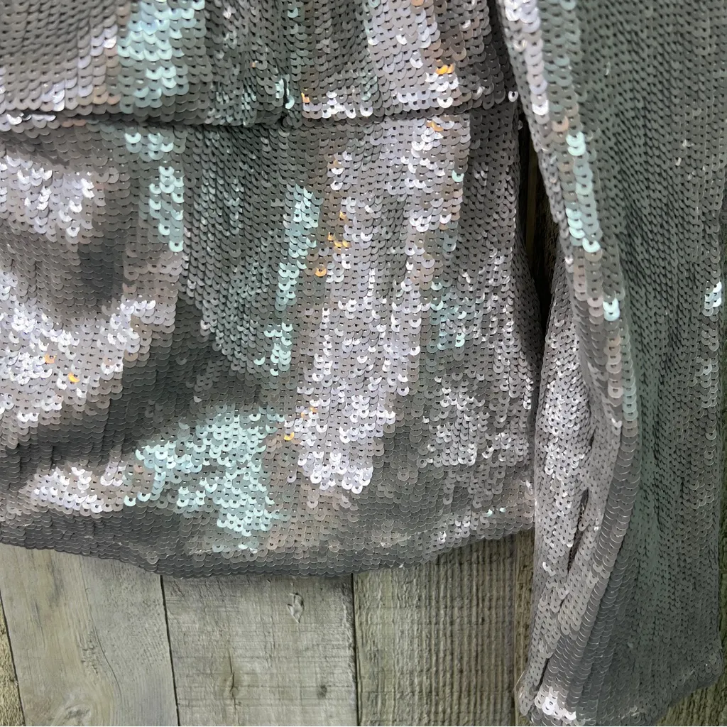 Inc. International Concepts Silver Sequin 1 Arm Peplum Party Festival Top Size M - Image 6