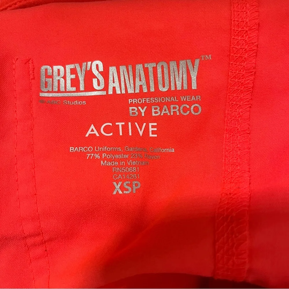 Grey’s Anatomy Scrub Pants Drawstring Active by Barco Spark (Coral) Sz XSP EUC - Image 10