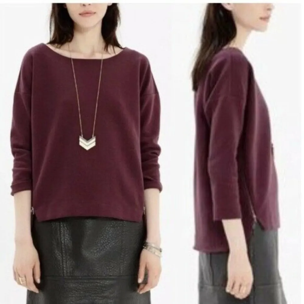 Madewell Canal Zip Top Purple Burgundy - Image 2