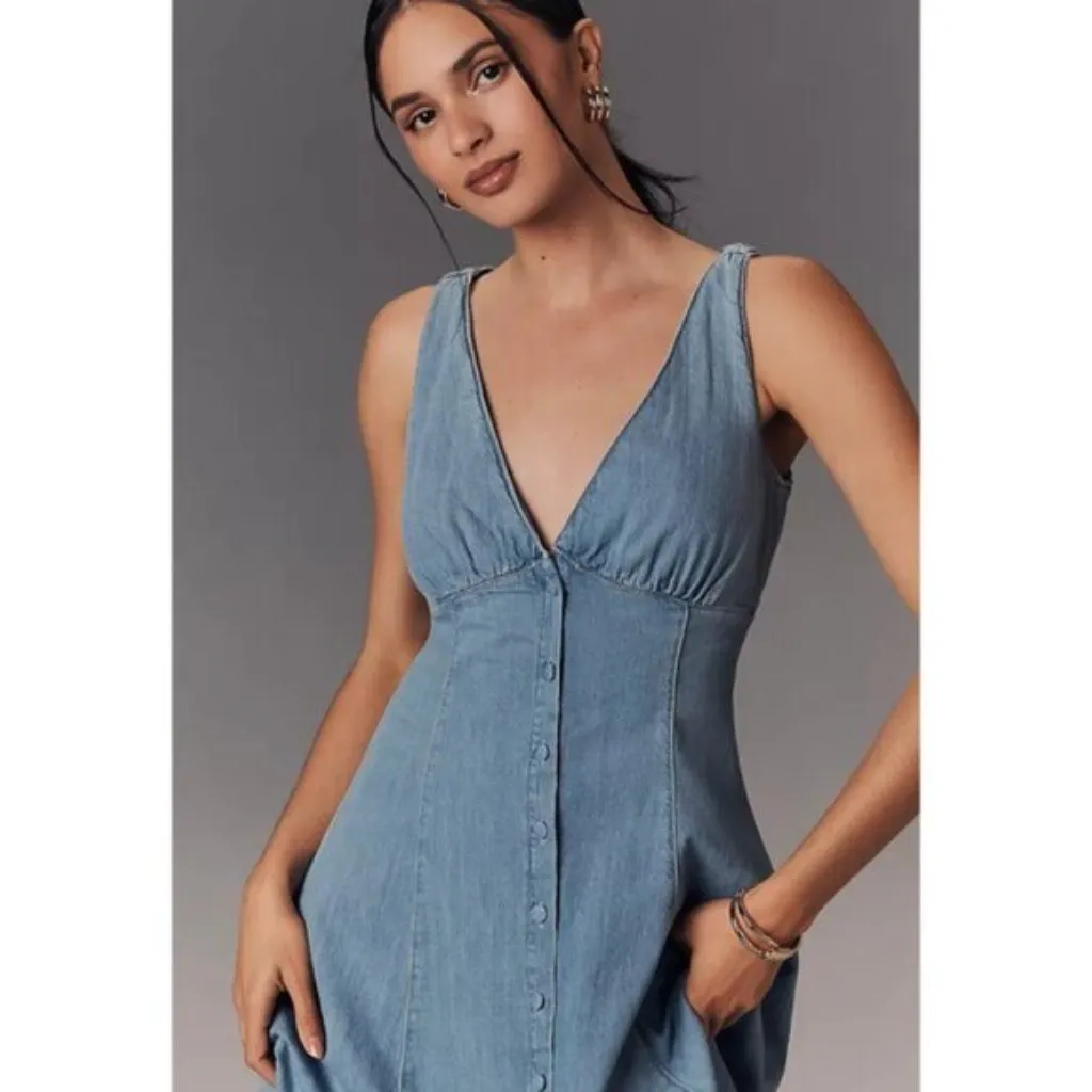 REFORMATION Sebastien Denim Midi Dress in Savannah Size US 6 NWT - Image 11