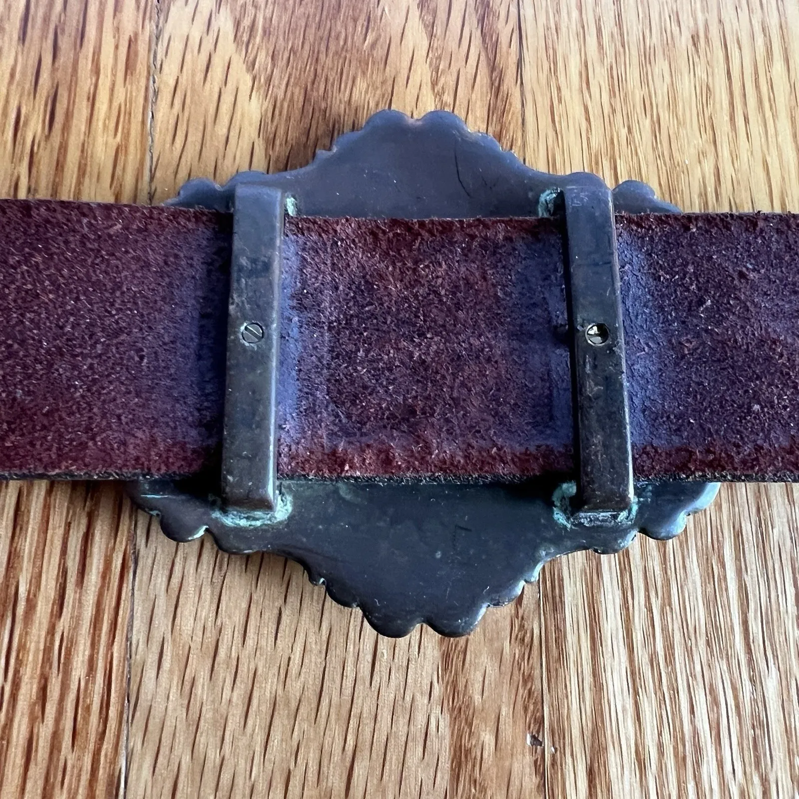 Tony Lama Brown Tooled Leather Swarovski‎ Crystals Concho Cross Western Belt 38 - Image 4