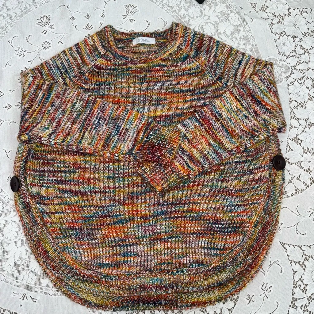 Ella Rose Acrylic Multicolor Knit Sweater Boxy Oversized Large Womens Sweater Red - Image 10