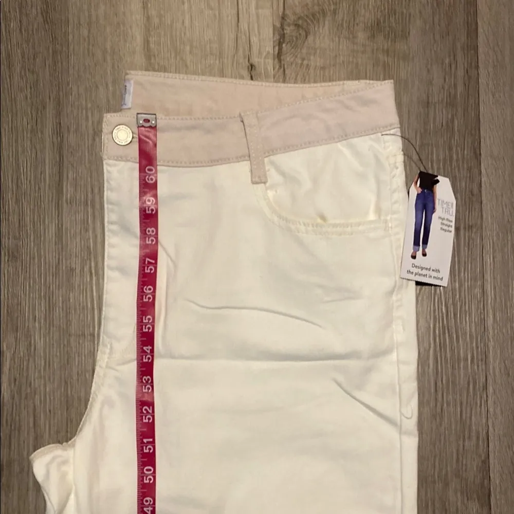 Time and Tru High Rise Straight Regular Cream and Tan Pants size 16 - Image 6
