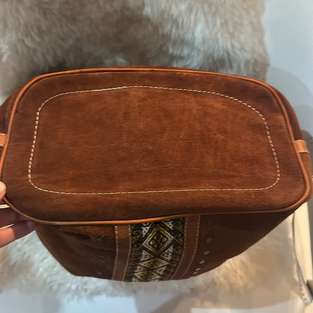 Dydaktik Rust Brown Suede Bohemian Bucket Shoulder or Crossbody Bag - Image 5