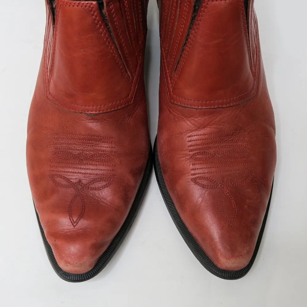 Vintage 90s Durango Red Leather Cowboy Boot Mules - Image 4