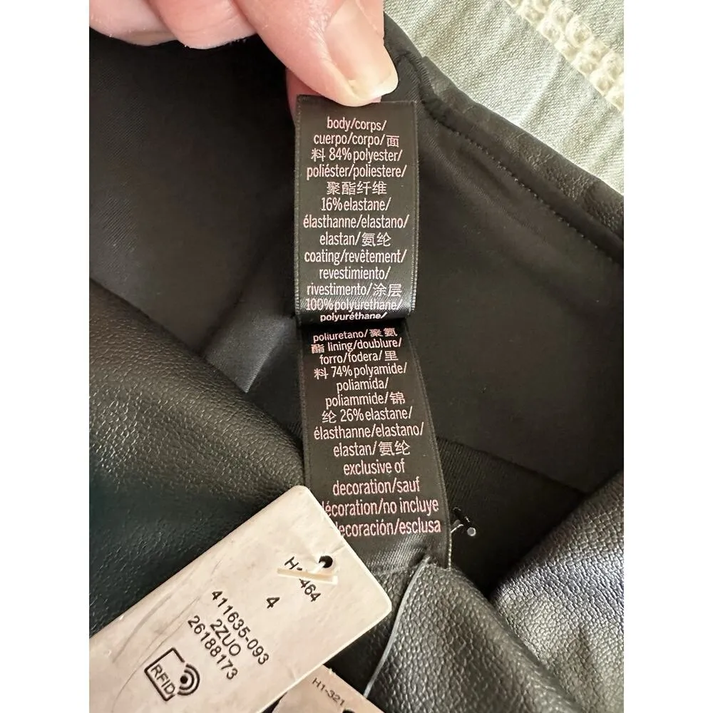 New Victoria's Secret High Waisted Leggings Faux Leather Black Stretch Size 4 - Image 5