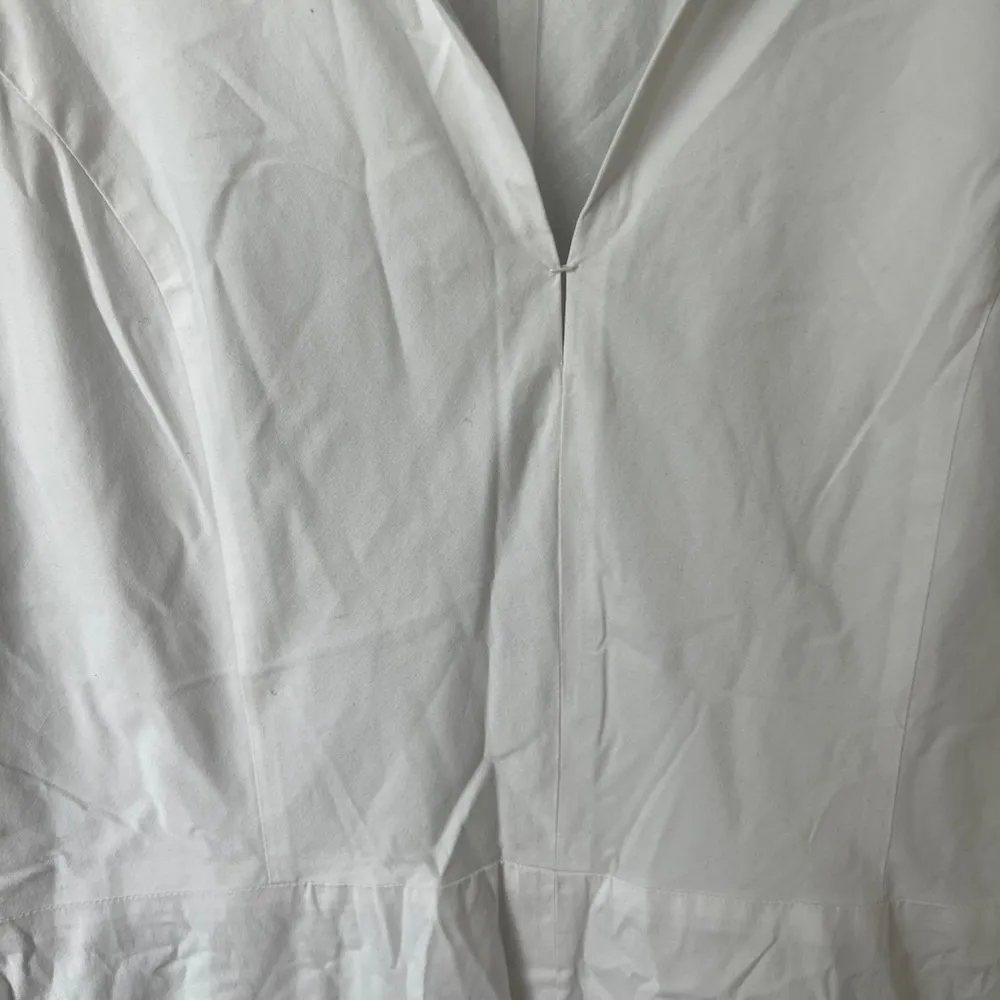 Theory poplin dress split neck white Collared Flare Poplin shirt sleeveless - Image 6