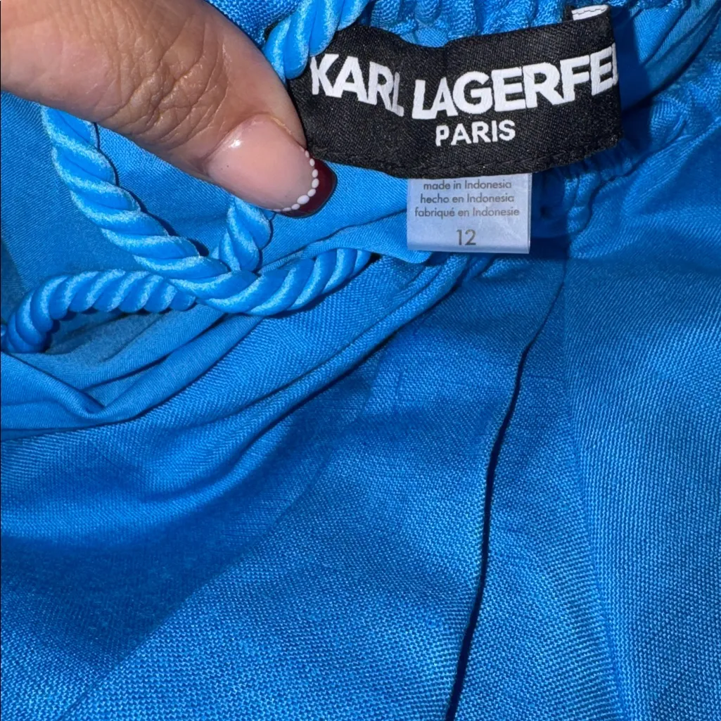 KARL LAGERFELD PARIS
Women's Tie-Neck Smock-Waist Dress - Image 7