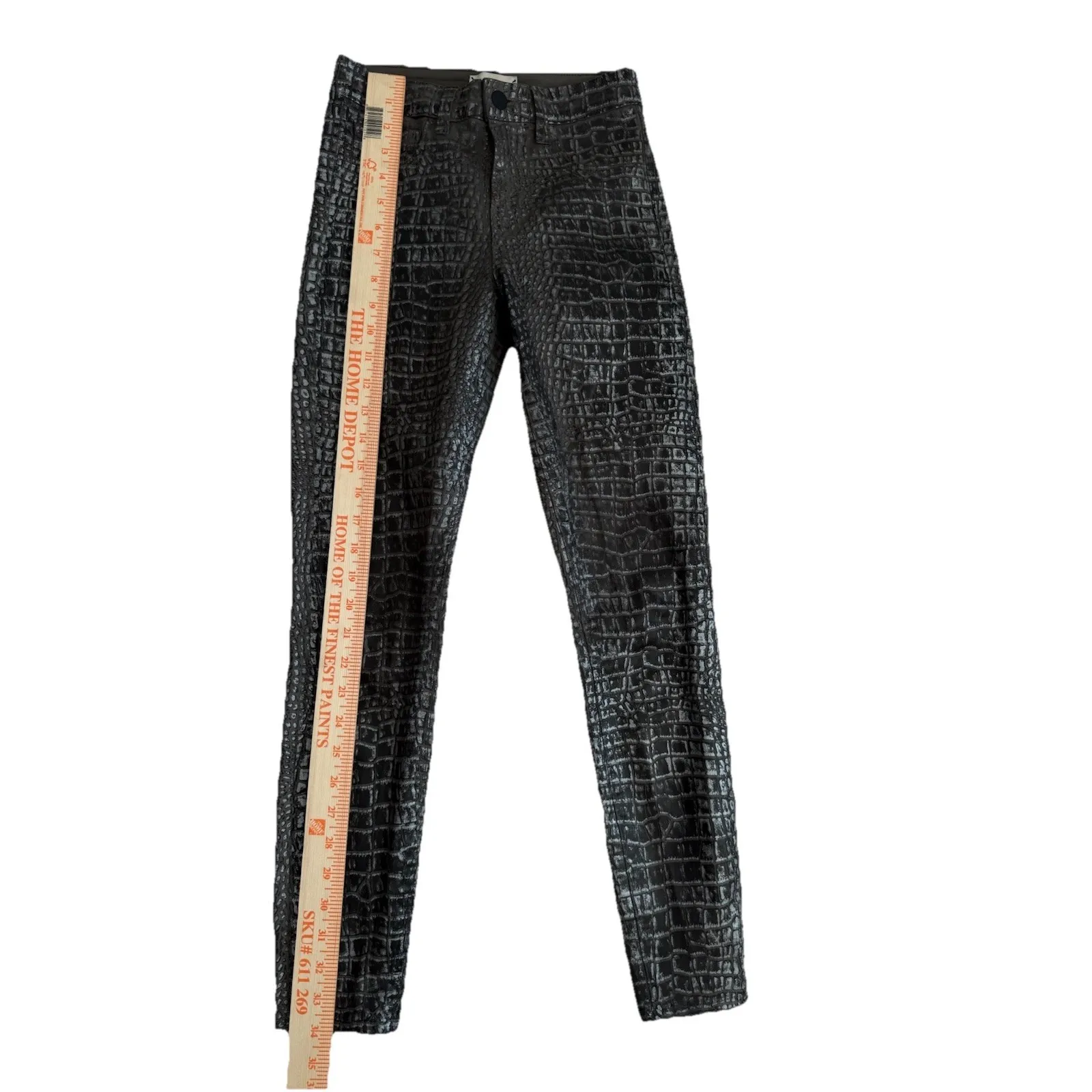 L'AGENCE Margot High Rise Skinny Jeans in Chestnut Black Croc Foil Size 23 - Image 9