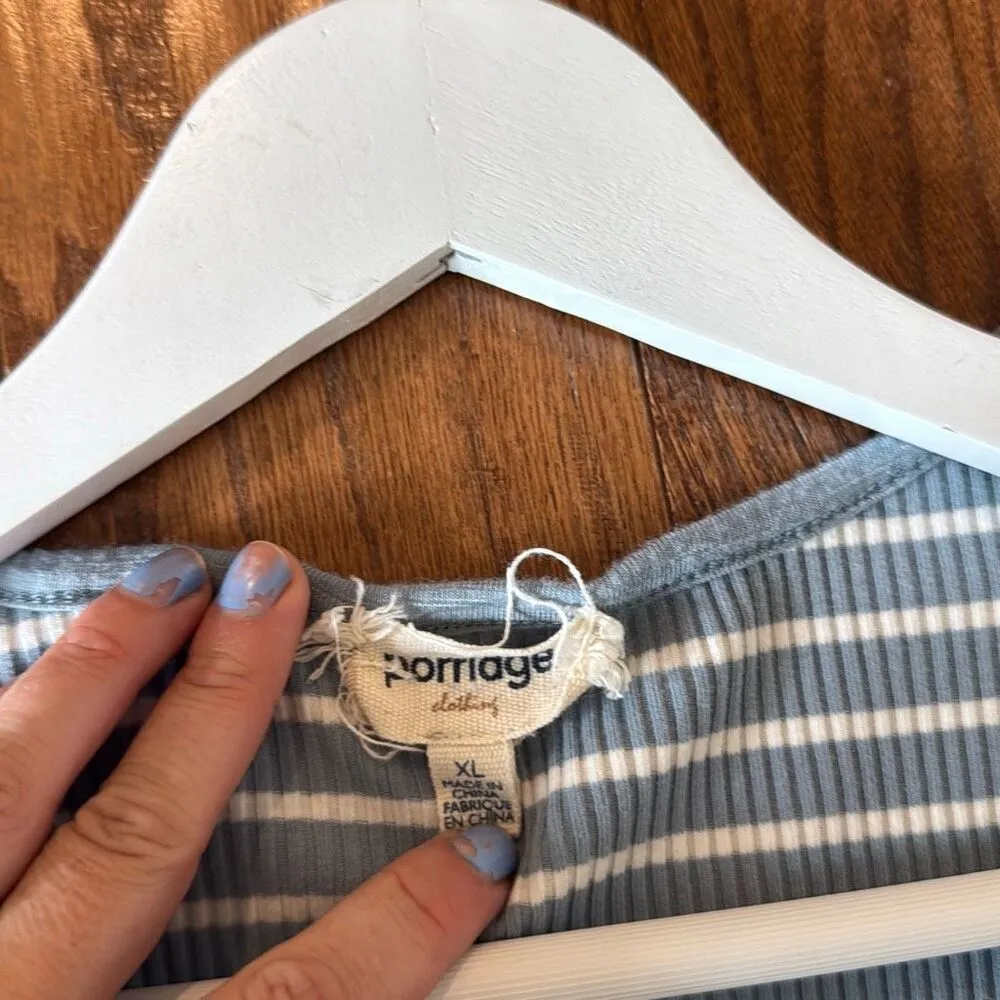 Anthropologie Porridge striped puff sleeve tie neck blouse xl - Image 9