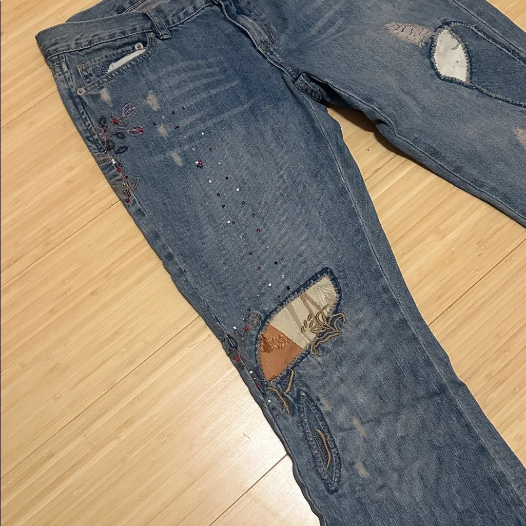 Vintage Y2K dELiA*s Low Rise Patch Work Flares Blue Size undefined - Image 5