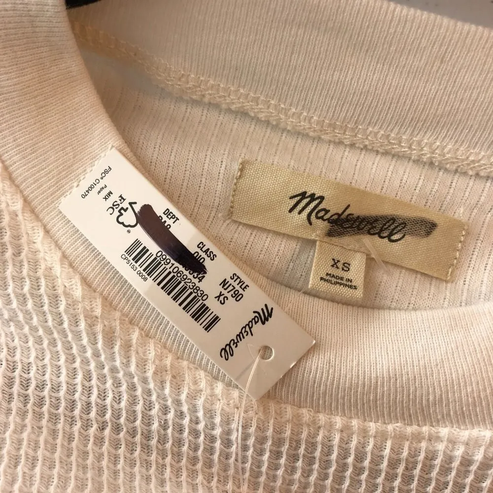 Madewell Womens Waffle Mockneck Tee Crew Neck Short Sleeve Lighthouse Ivory XS - Image 5