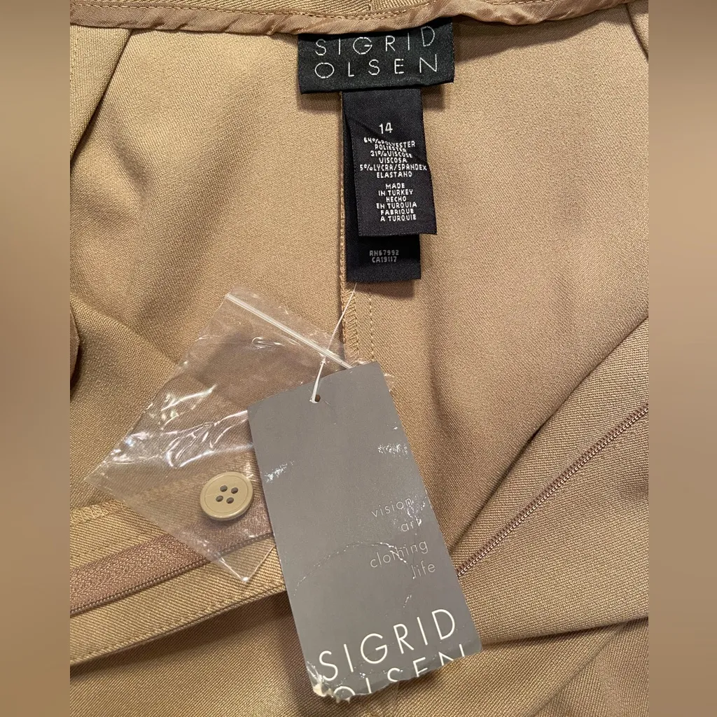 NWT, Sigrid Olsen, Camel color slacks, flat front, stretch fabric, size 14 - Image 3