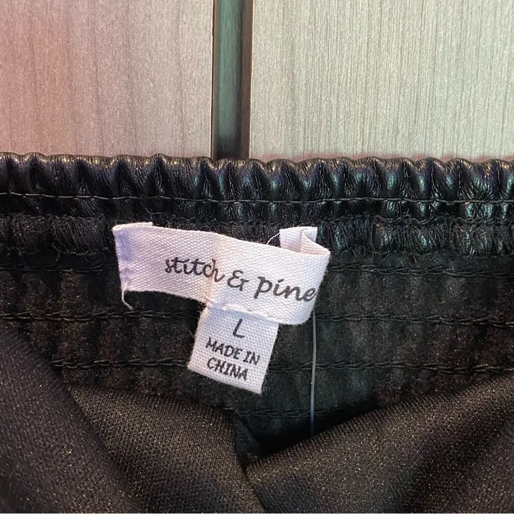 Stitch & Pine Black Vegan Faux Leather Crop Top Bustier Corset Tank NWT Large - Image 4