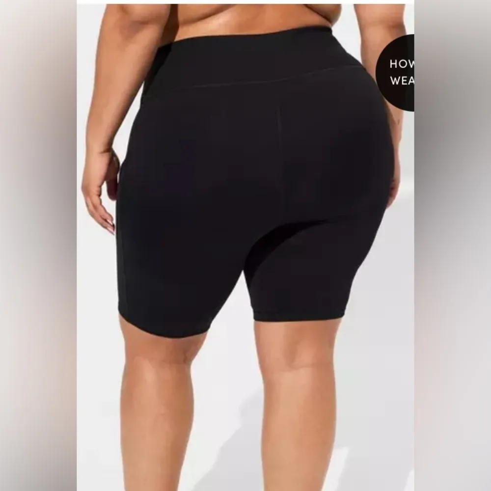 Torrid Black Bike Shorts with Stretchy Fabric and Mid-Thigh Length - Image 2