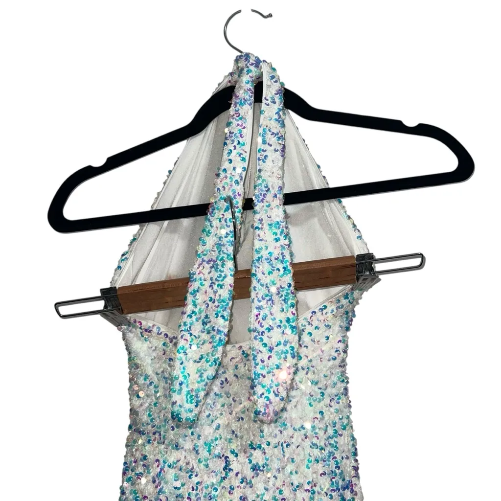 Show Me Your Mumu Studio Halter Jumpsuit In White Sparkle Sequins - Image 9