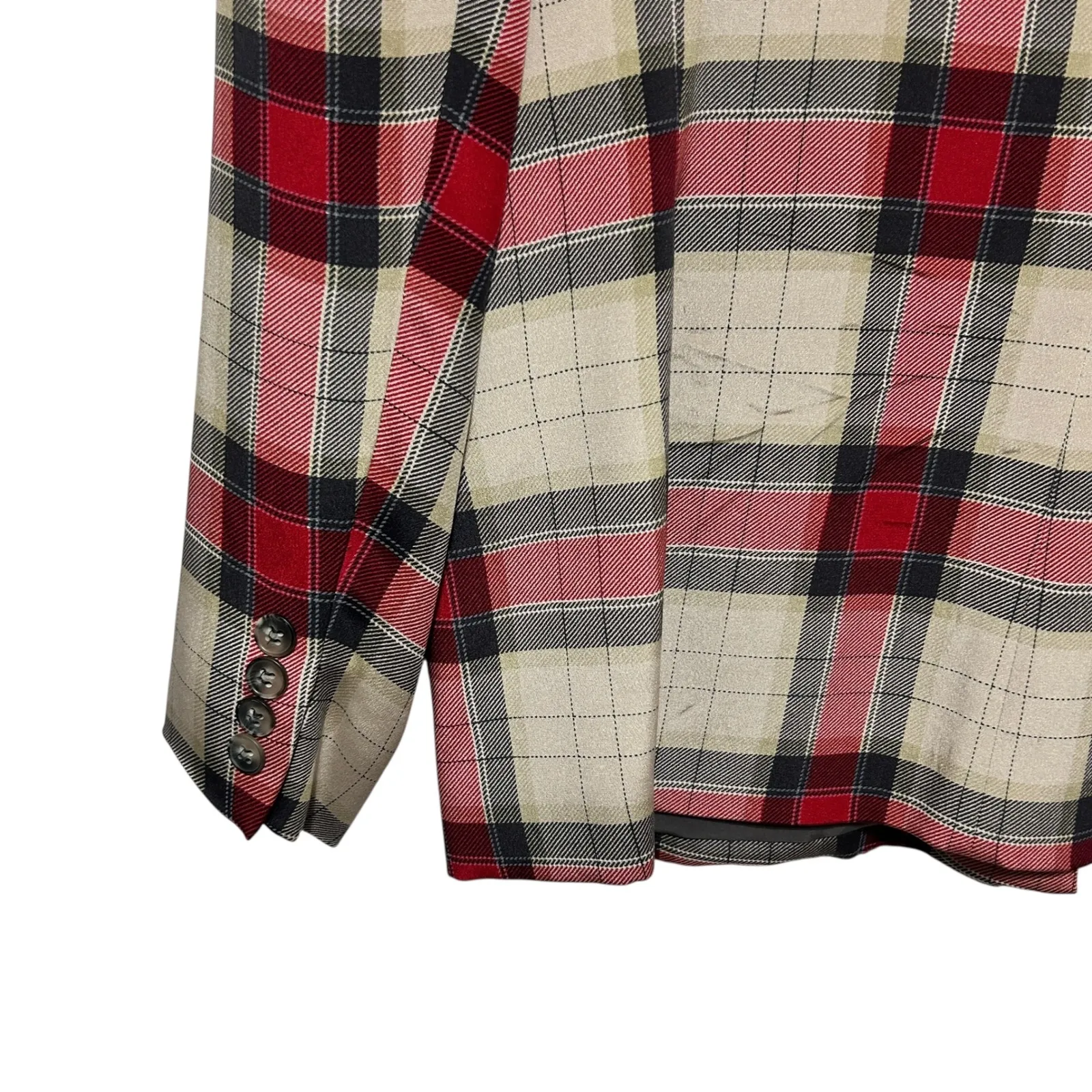 Y2K VTG Evan Picone Women Silk Blazer 14  Plaid Classic‎ Academia Preppy Luxury - Image 4