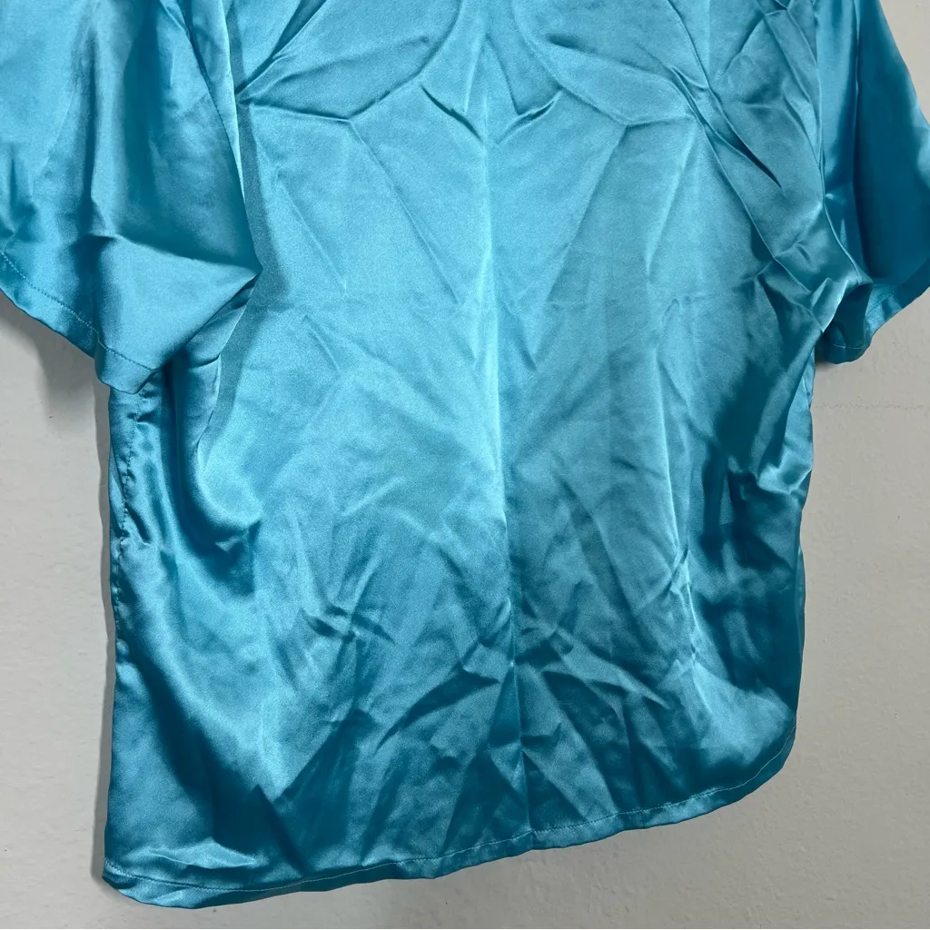 Victoria's Secret Vintage Blue Button Down Short Sleeve Top & Pajama Bottom Set - Image 8