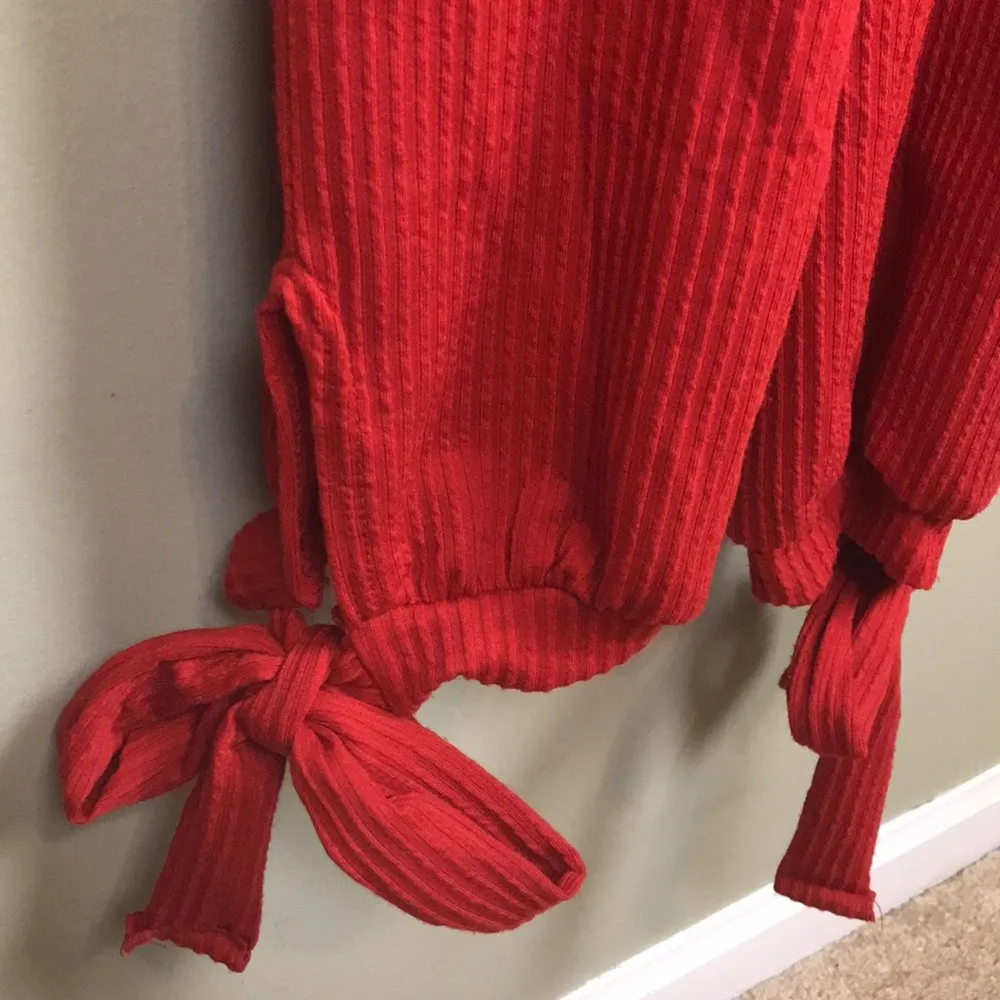 NWT Rolla Coster Women’s Red Ribbed Faux Wrap Tie Ankle Cuff Tank Jumpsuit - Image 5