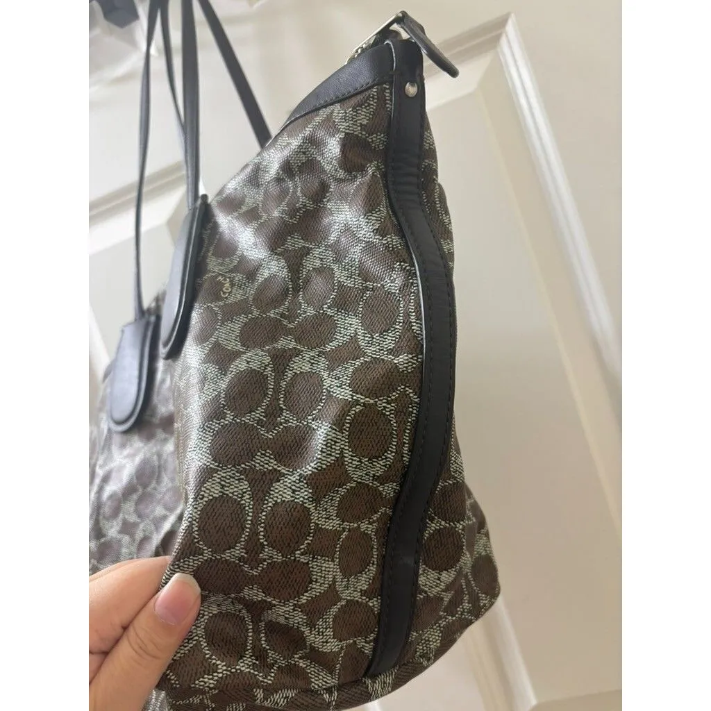 COACH F33504 TAXI ZIP TOP TOTE IN SIGNATURE COATED CANVAS WOMEN BAG BROWN - Image 4