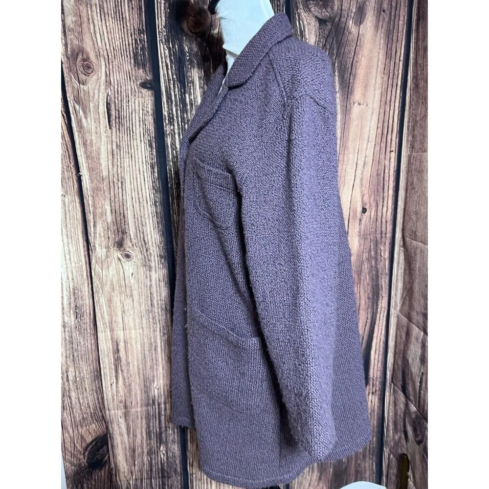 J. Jill Woman Sz M Petite Purple Wool Blend Long Cardigan Coat Capsule Preppy - Image 4