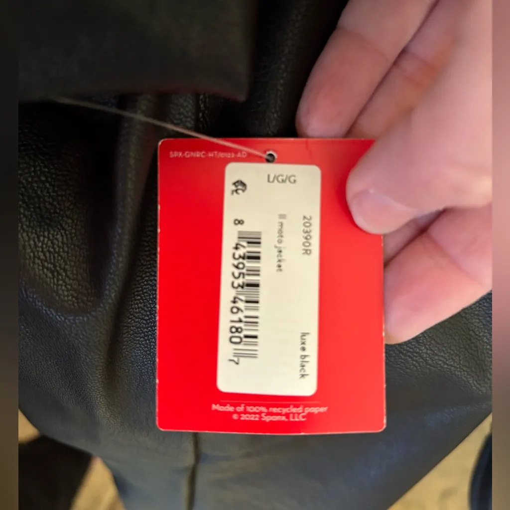 NWT SPANX women’s Leather-Like Moto Jacket sz L - Image 5