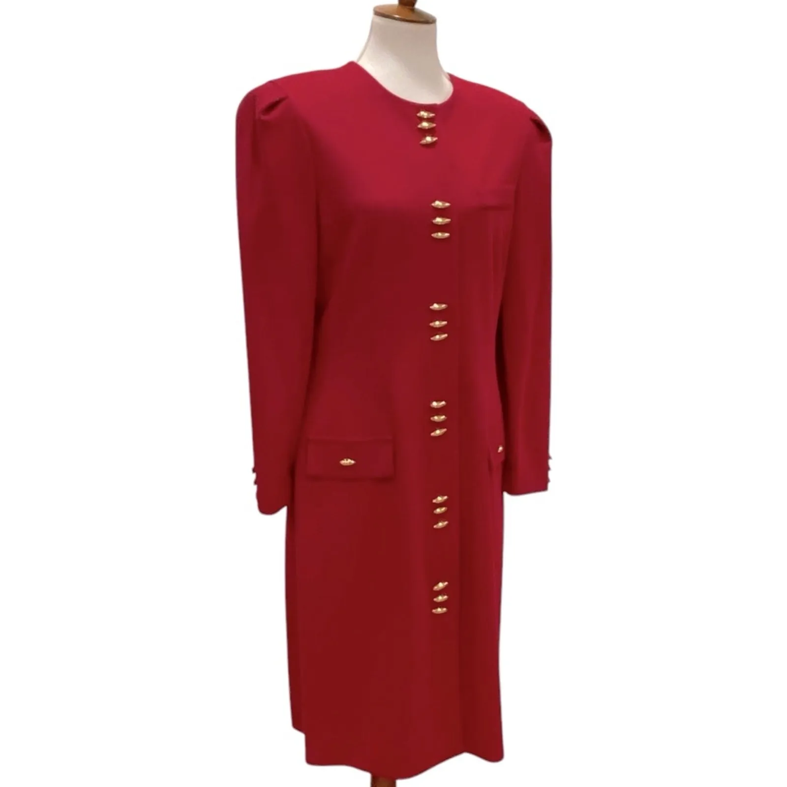 Vintage Dress Petite Large Medium Long Sleeve 14P 80s does 40s Suitdress Union Pink Size undefined - Image 11