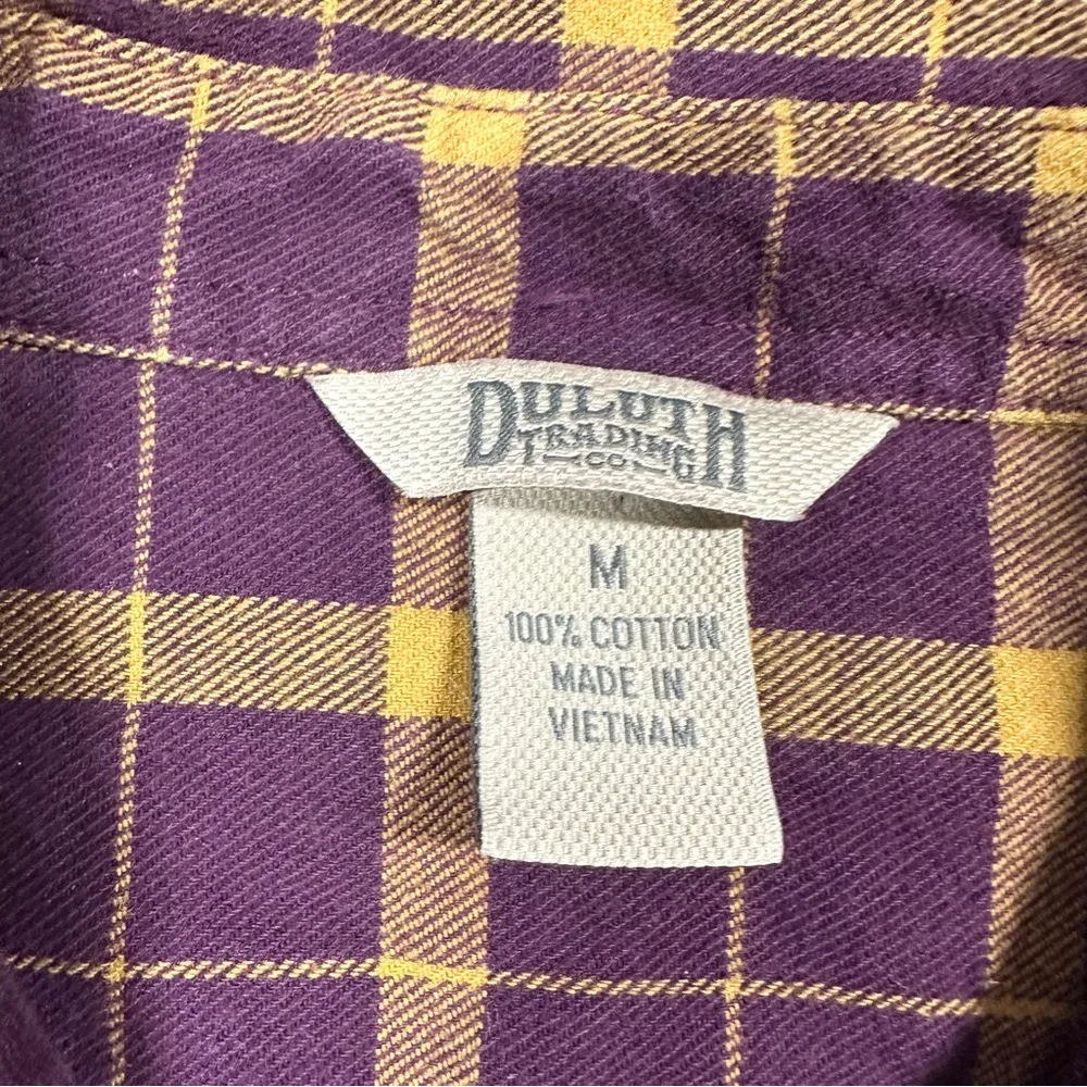 Duluth Trading Co Women’s Free Swingin Flannel Button Down Shirt Purple Yellow M Size M - Image 8
