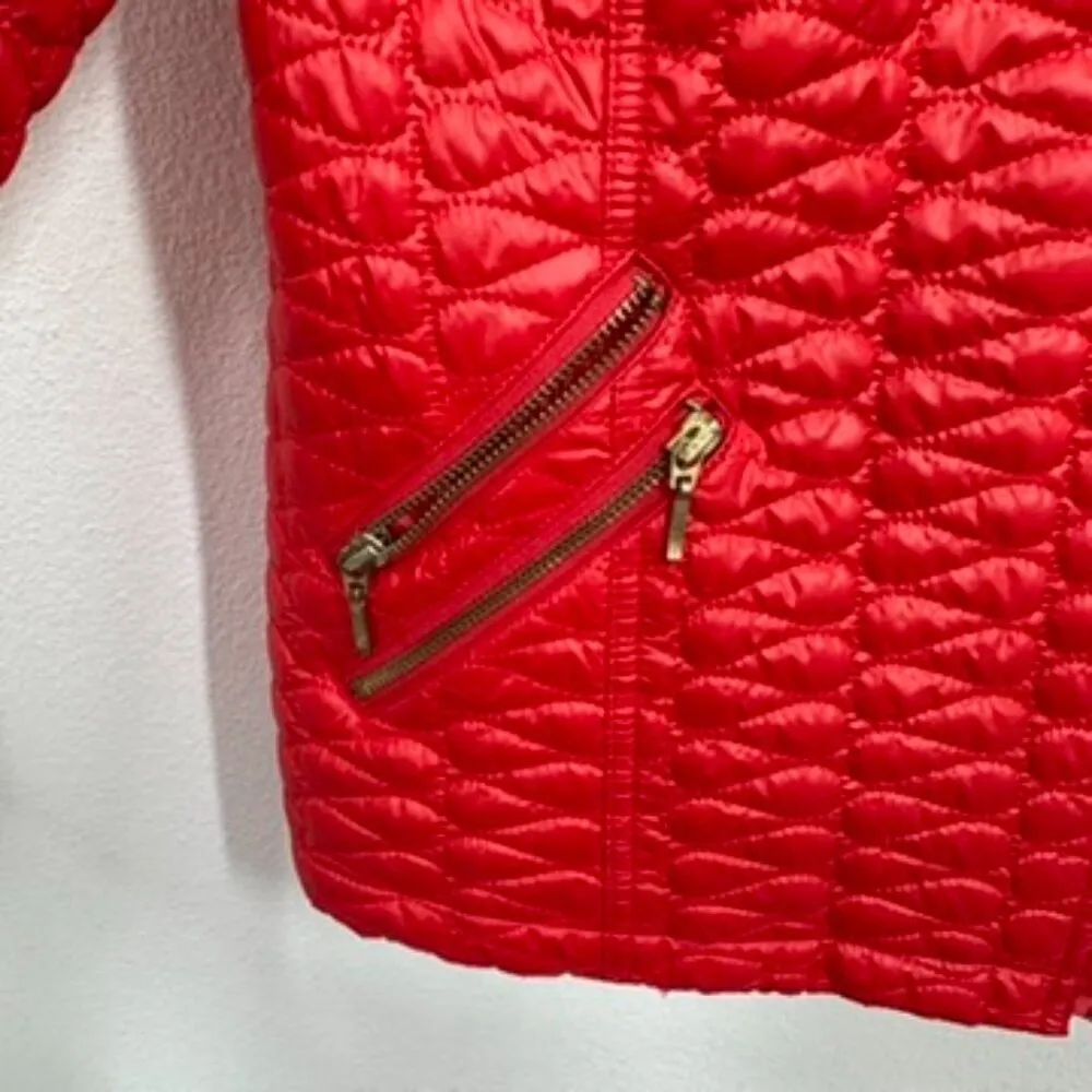 Chico's Jacket‎ Red Quilted Moto Classic Casual Zipper Womens Size Small - Image 7