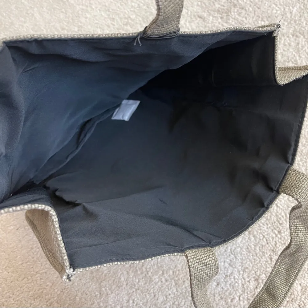 NWT MARC JACOBS DAISY KHAKI GREEN GOLD BURLAP SHOPPER BAG COTTON TOTE - Image 4