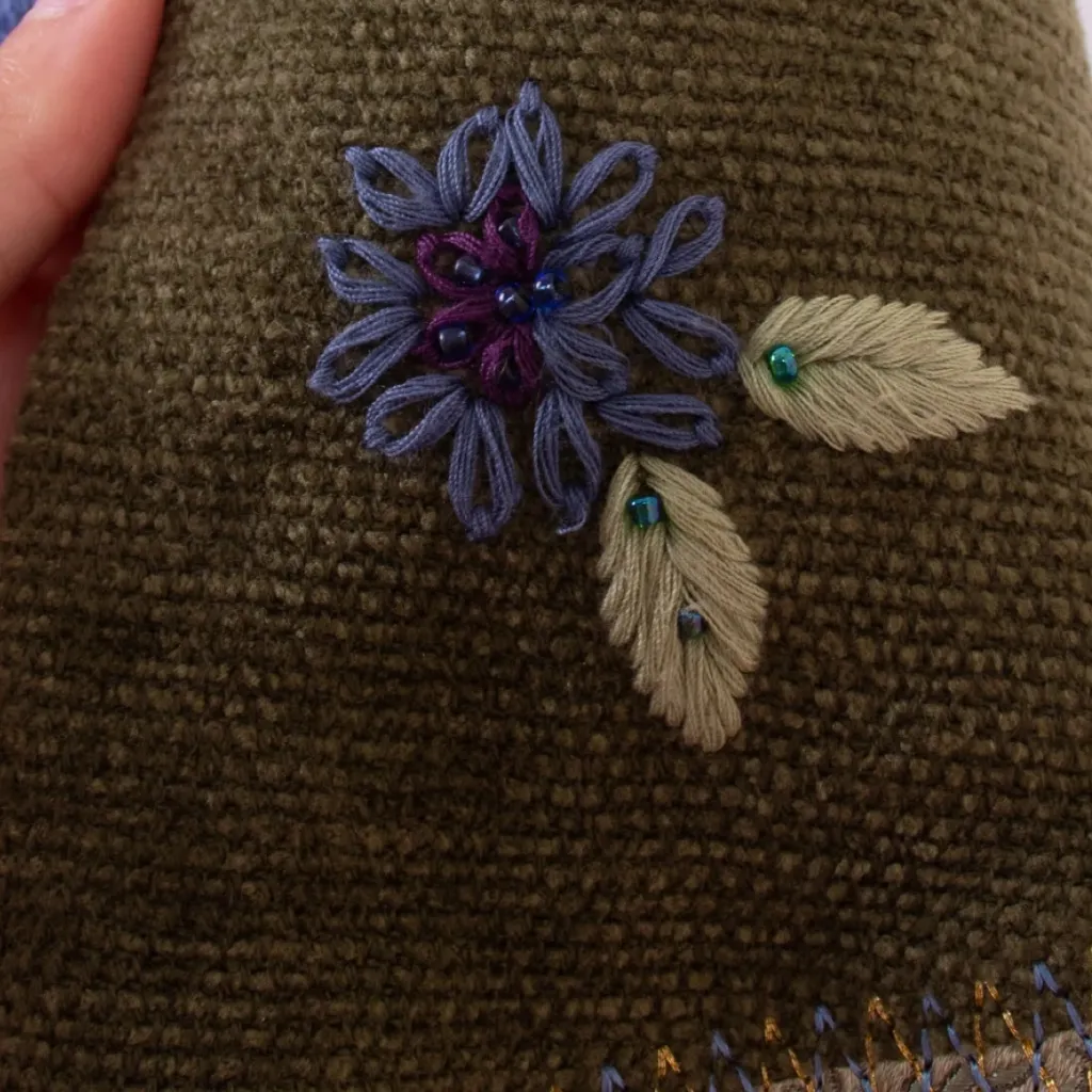 Womens Vintage Napa Valley Petites Blue Patchwork Beaded Multimedia Jacket lg Size undefined - Image 3