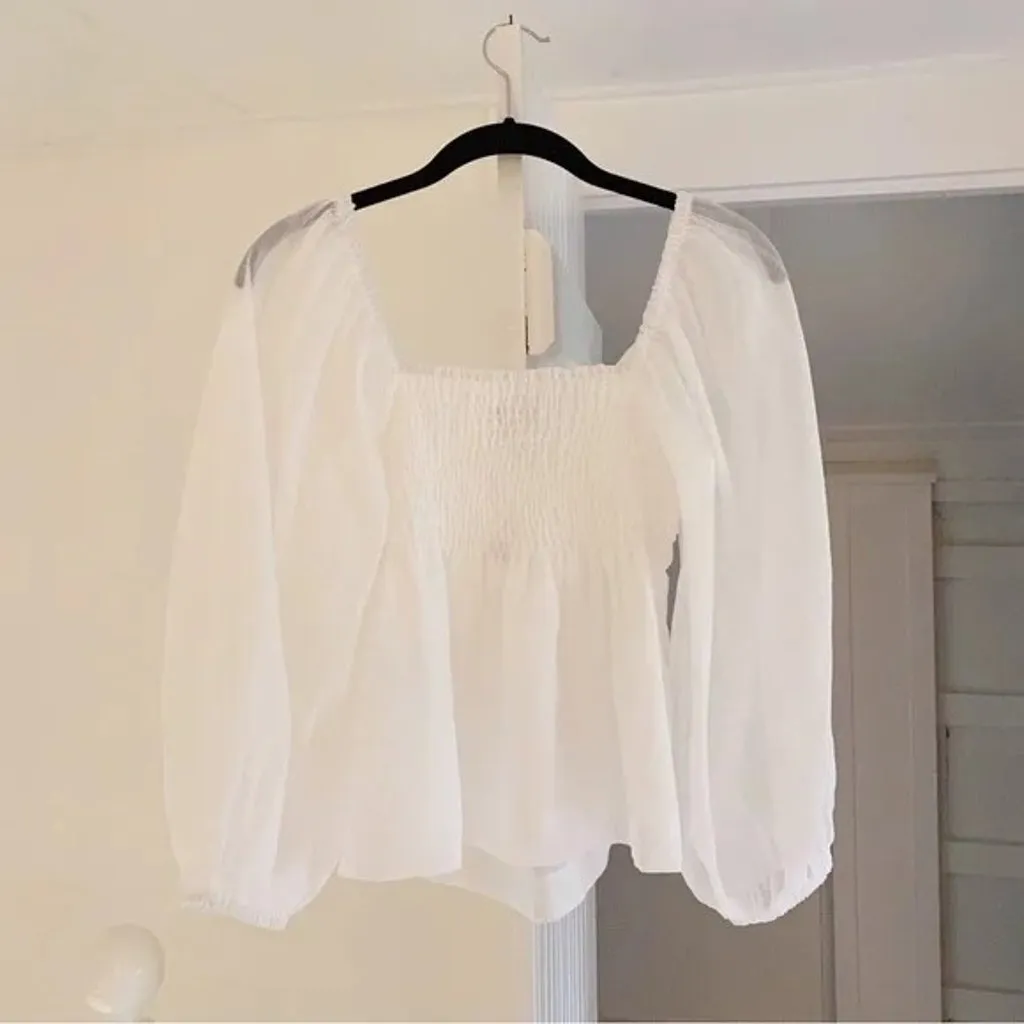 Ramie Twist Front Shirt in White NWT Size XS Retail $110 - Image 7