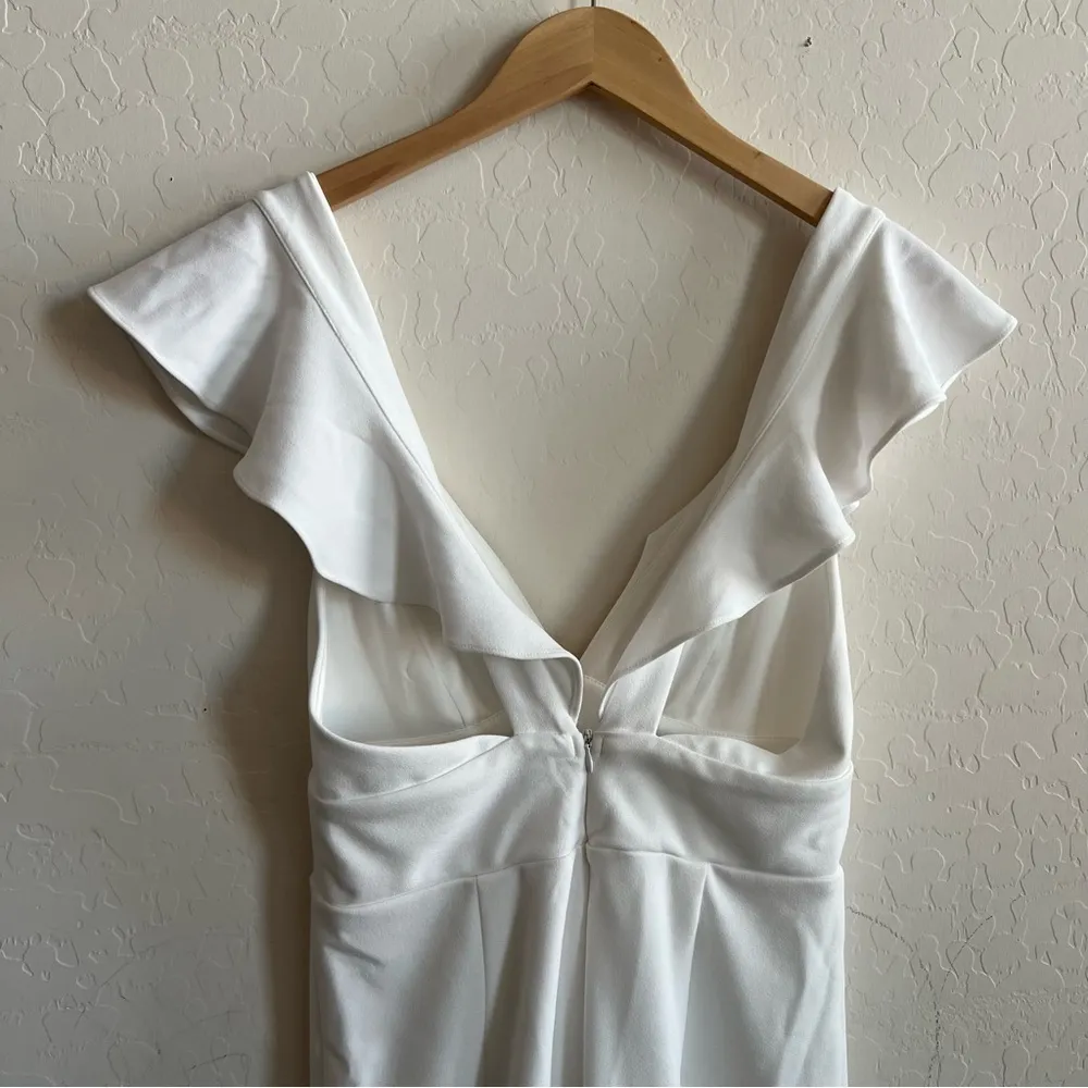 Lulu's White Plunging V Neck Flutter Sleeve Jumpsuit - Image 8