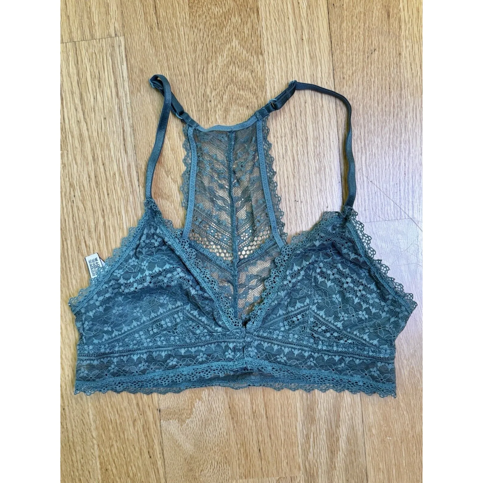 Victoria’s Secret Teal Green Blue Lace Lined Bralette Front Snap Size S - Image 8
