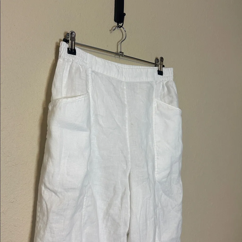 LUNYA Woven Linen Tapered‎ Pant in Sincere White Size Large - Image 5