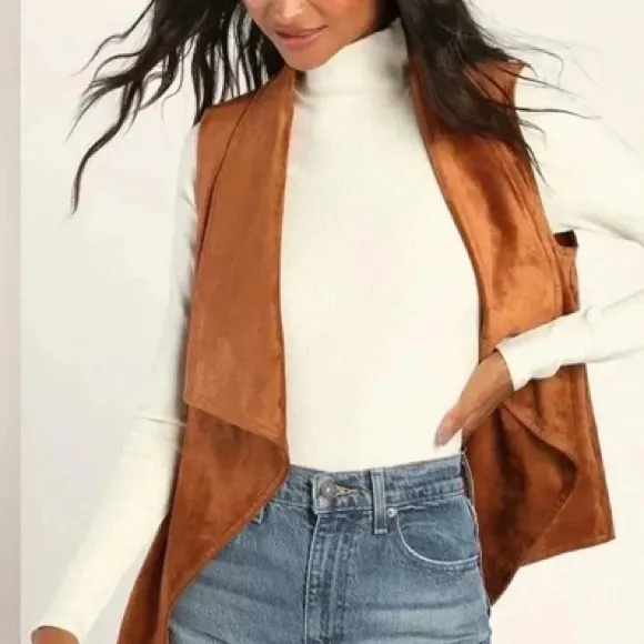 🤎🆕Lulus Tan Brown Camel Suede Vega Vest✨NWT✨ - Image 2