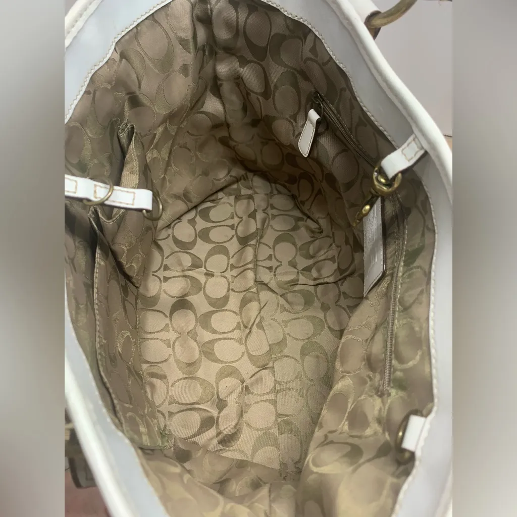 Coach Legacy White Leather Woven Straw Rattan Tote Satchel Vintage Y2K - Image 8