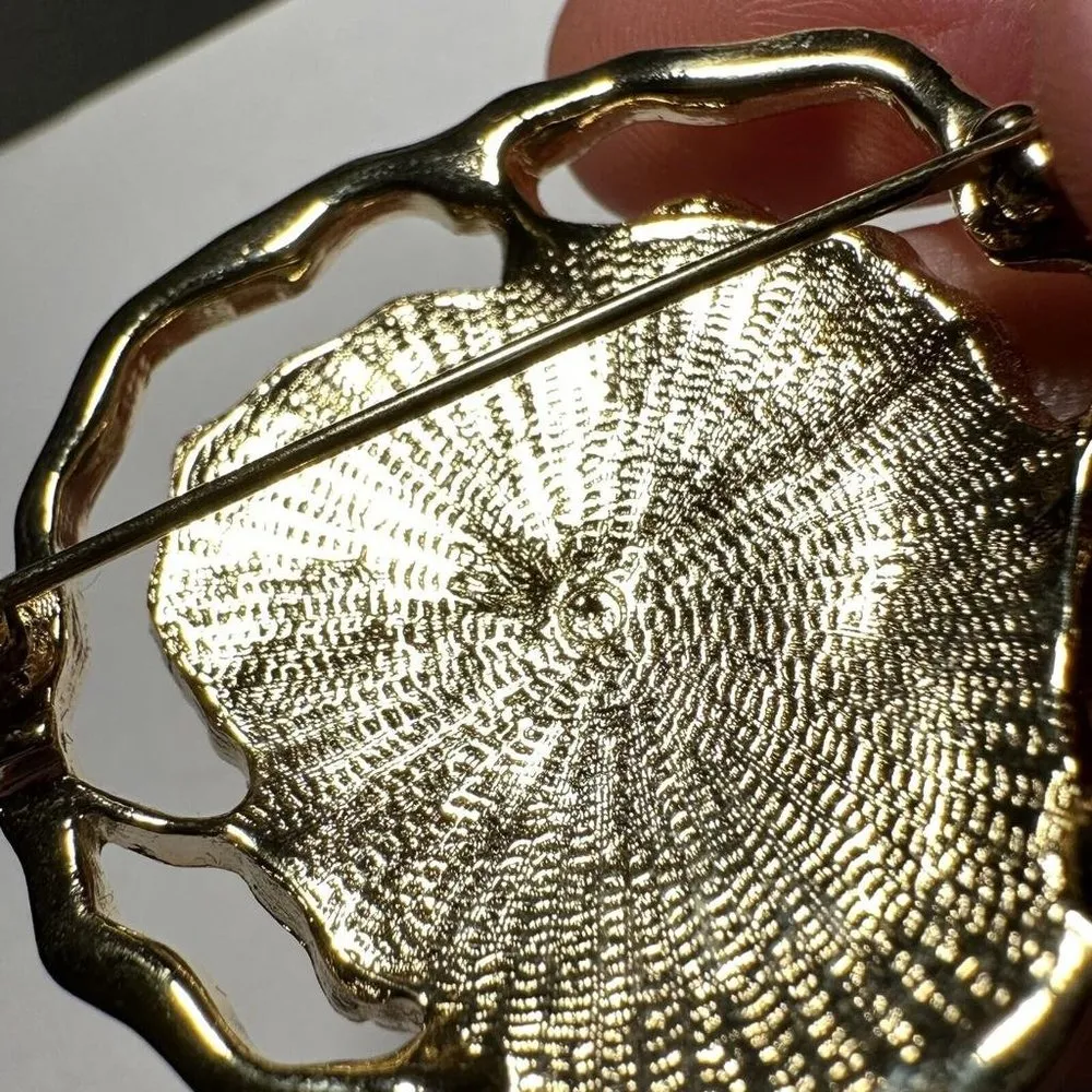 Avon Full Bloom Pansy Flower Brooch Pin Gold Tone - Image 5