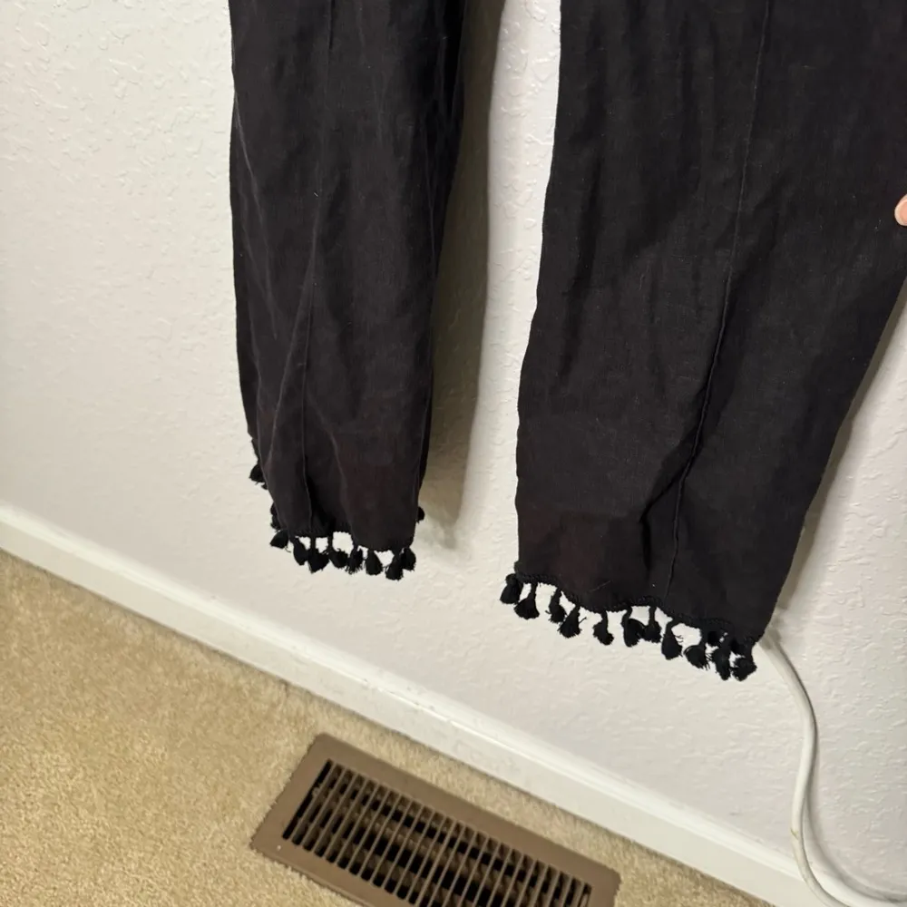 Stone Cold Fox Naples Black Strapless Jumpsuit Size 1 S Linen Tassel Fitted Chic - Image 4