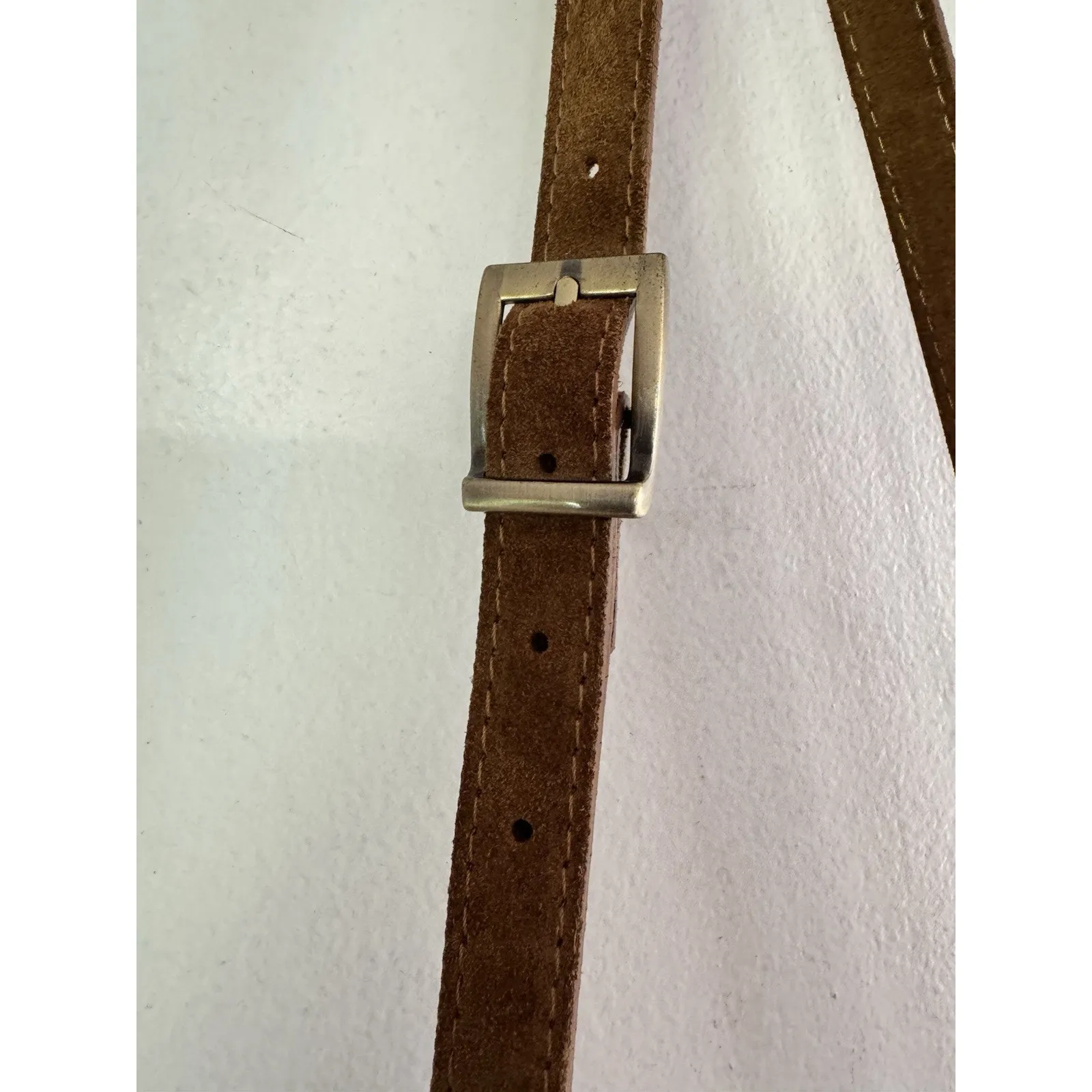 Viola Castellani Genuine Leather Cassette Bag Brown Woven Suede Crossbody Italy - Image 10