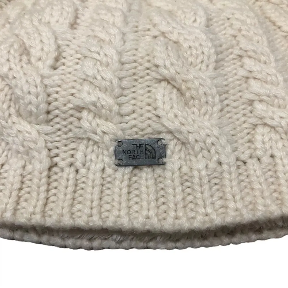 The North Face Spell Out Wool Chunky Cable Knit Beanie Hat - Image 3