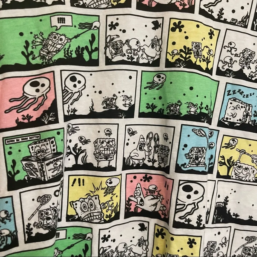 Nickelodeon  Spongebob Jellyfish Attack Comic Cropped T-Shirt Size Medium - Image 4