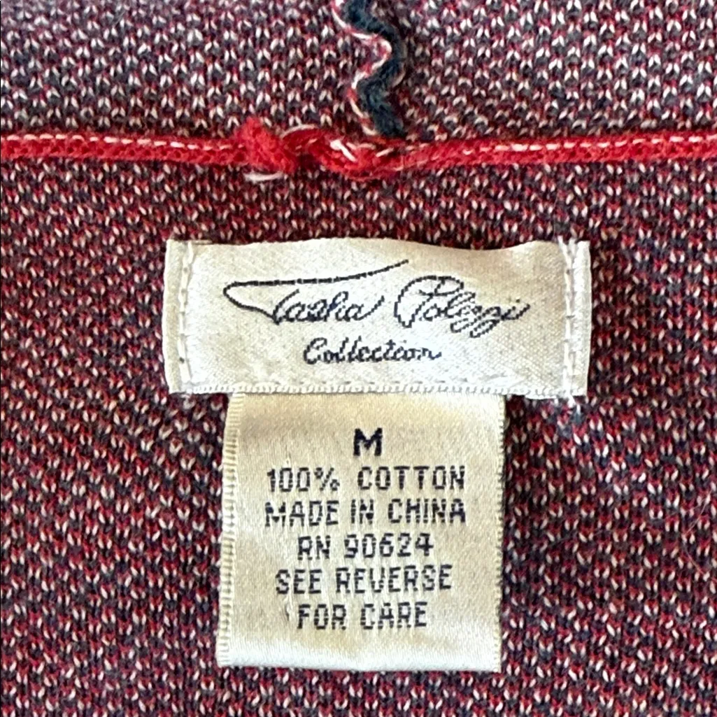 Tasha Polizzi Navy and Crimson Patterned Cardigan Blue Size M - Image 7