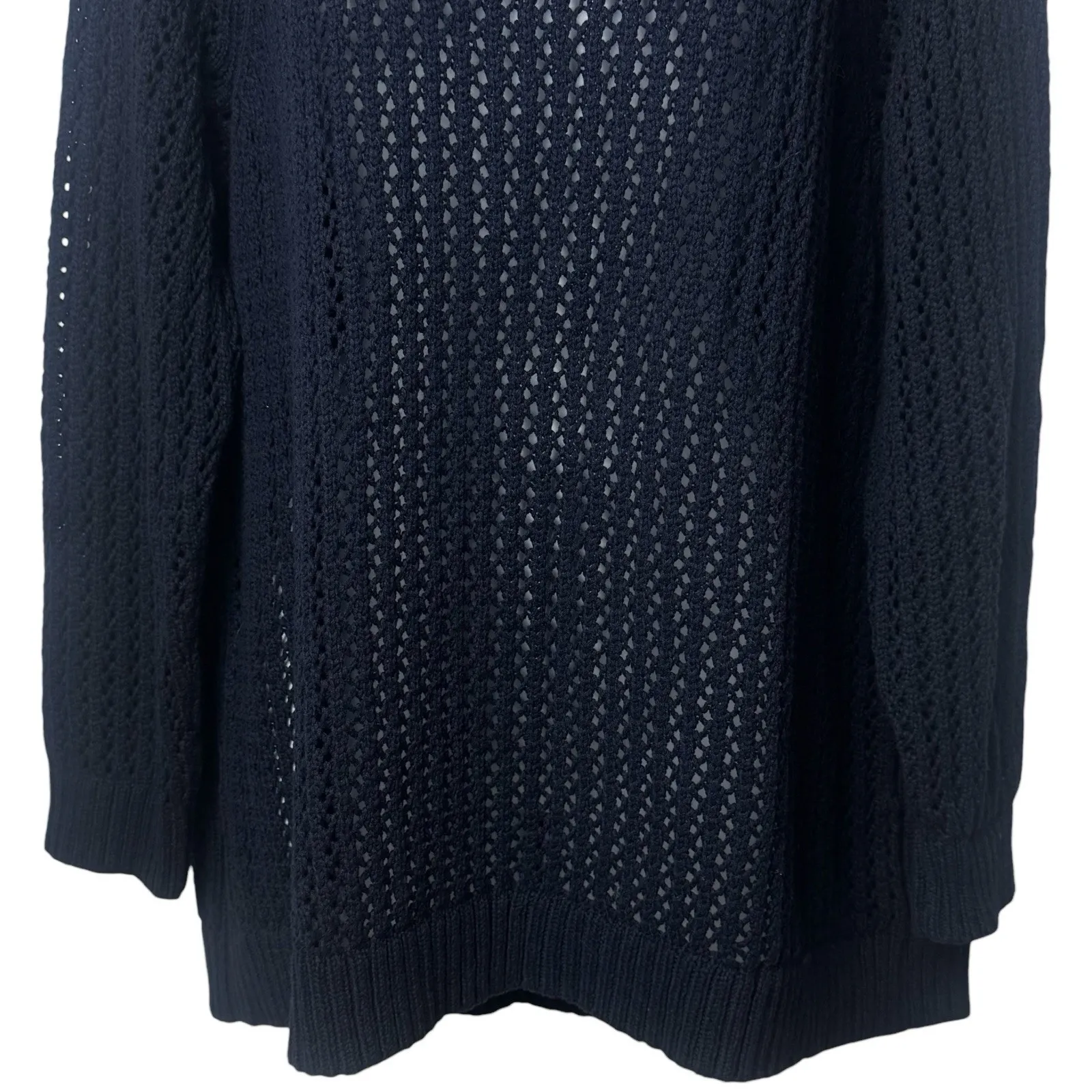 Talbots Navy Open Stitch Sweater Crew Neck Comfort Capsule Coastal Chic 2XP - Image 4